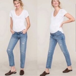 Hatch current/elliot maternity boyfriend destroyed jeans 26 distressed